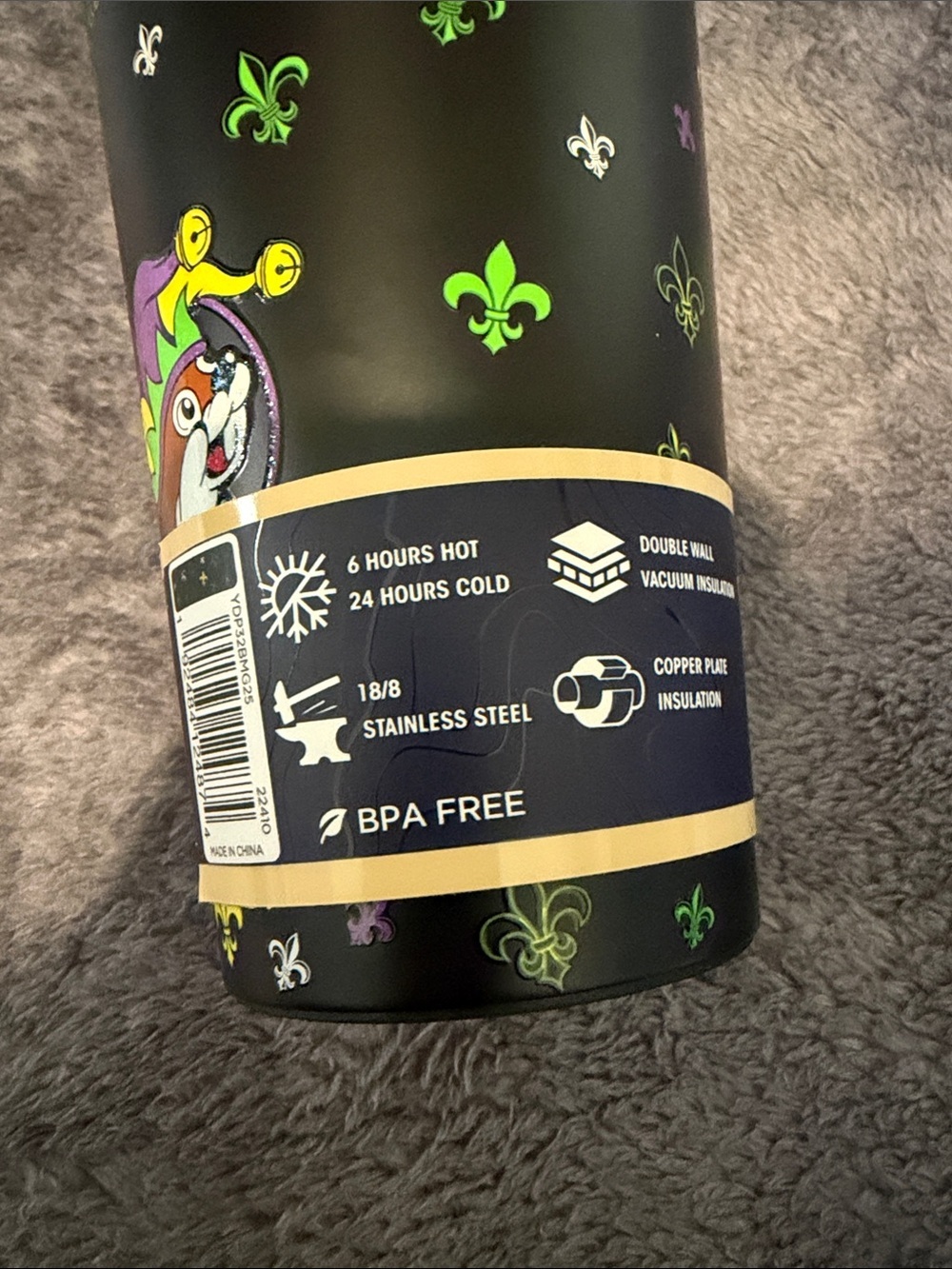 2025 Buc-ee's Mardi Gras Blk Purple Green Tumbler Bucees 32oz - New - Picture 5 of 5